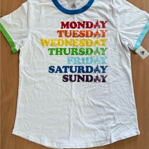 Disney White Tee with Rainbow Days of the Week